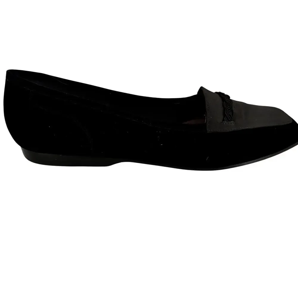Enzo Angiolini Liberty Velvet Leather Satin Soutache Loafer Ballet Flats